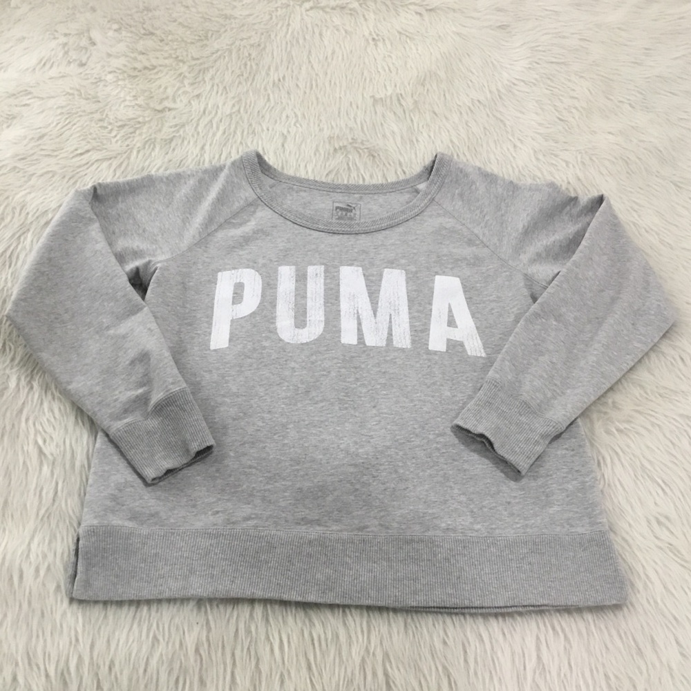 Puma women’s gray crew neckline lightweight fitness sweater top size xl